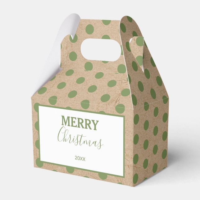 Christmas Green Kraft Polka Dots Geschenkschachtel (Vorderseite)