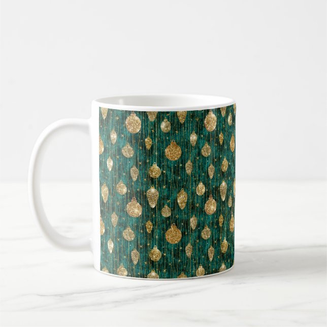 CHRISTMAS GREEN MIT GOLD FERIENORNAMENS KAFFEETASSE (Links)