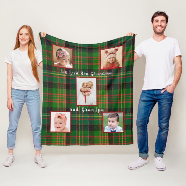 Christmas Green Navy Blue Tartan Kariertes Foto Fleecedecke (Beispiel)