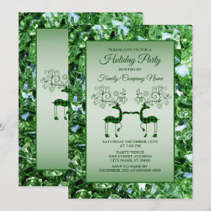 Christmas Green Reindeer Trendy Holidays Einladung