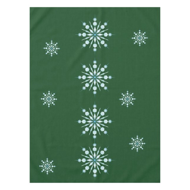 Christmas Green Tablecloth with Snowflake Pattern Tischdecke (Vorderseite)