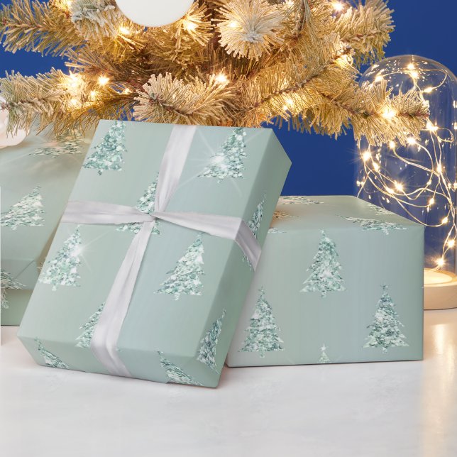 Christmas Green Trees Sparkle Geschenkpapier (Feiertage)