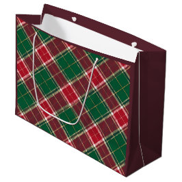 Christmas Green und Burgund Kariert Große Geschenktüte