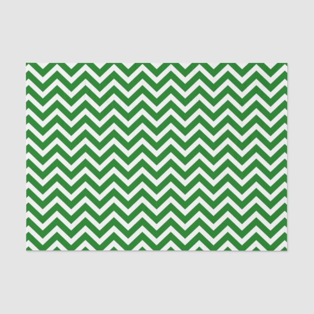 Christmas Green und White Zickzack ZigZag Seidenpapier (Vorderseite)