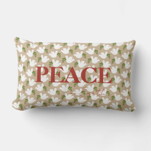 Christmas Green White Dove Weltfrieden Lendenkissen