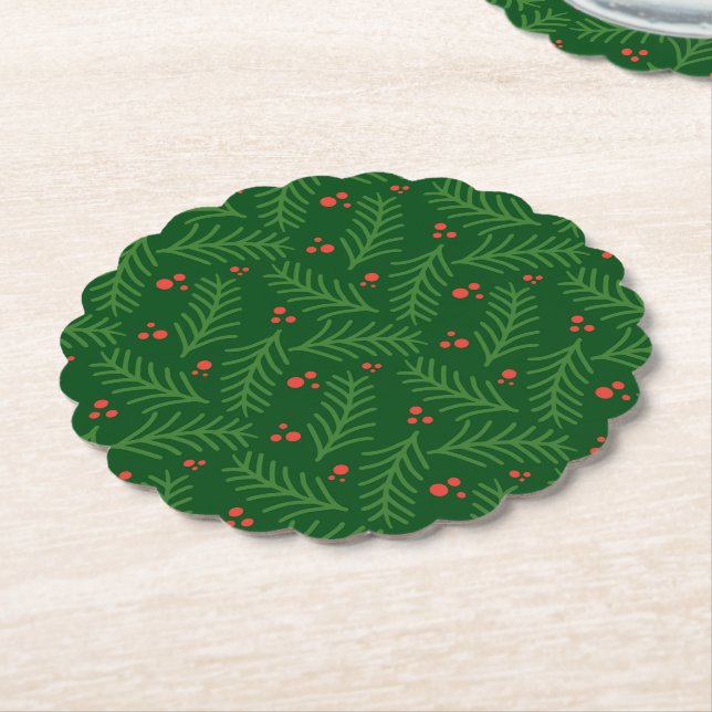 Christmas Greenery Berries Festive Holiday Party Untersetzer (angewinkelt)