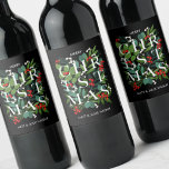CHRISTMAS Greenery Berries Holiday Weinetikett<br><div class="desc">Das Wort CHRISTMAS unter den Blätter und Beeren der Wintermonate wird auf den Etiketten der Weinflaschen für die Ferien vorgestellt. PASSENDE Artikel in unserem Geschäft.</div>