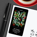 CHRISTMAS Greenery Berries Rede Adressaufkleber<br><div class="desc">Große Rücksendeadressen-Aufkleber haben das Wort CHRISTMAS unter Grün und Beeren auf schwarzem Hintergrund und Ihre Infos in schicker Schrift. PASSENDE Artikel in unserem Geschäft.</div>