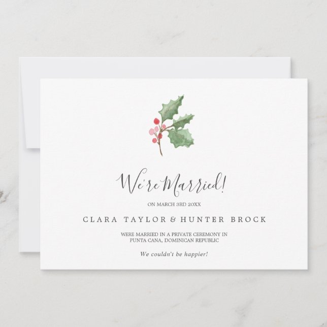 Christmas Greenery & Berry Elopement Faire-part (Devant)