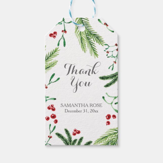 Christmas Greenery Favor Tag Geschenkanhänger (Vorderseite)