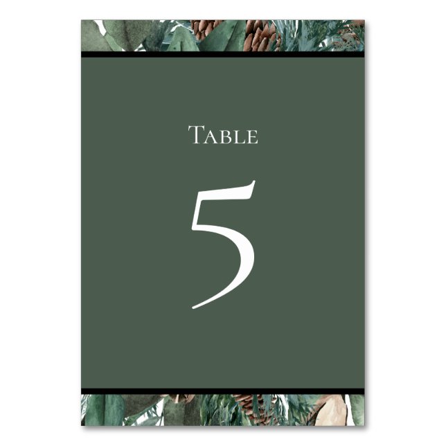 Christmas Greenery Table Number Card Tischnummer (Vorderseite)