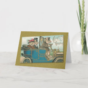 Christmas Greeting Pigs Feiertagskarte