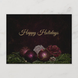 Christmas Greeting Pink Ornament Green Black Postkarte