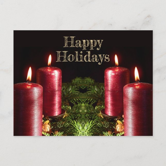 Christmas Greeting Red Candles Winter Holidays Postkarte (Vorderseite)