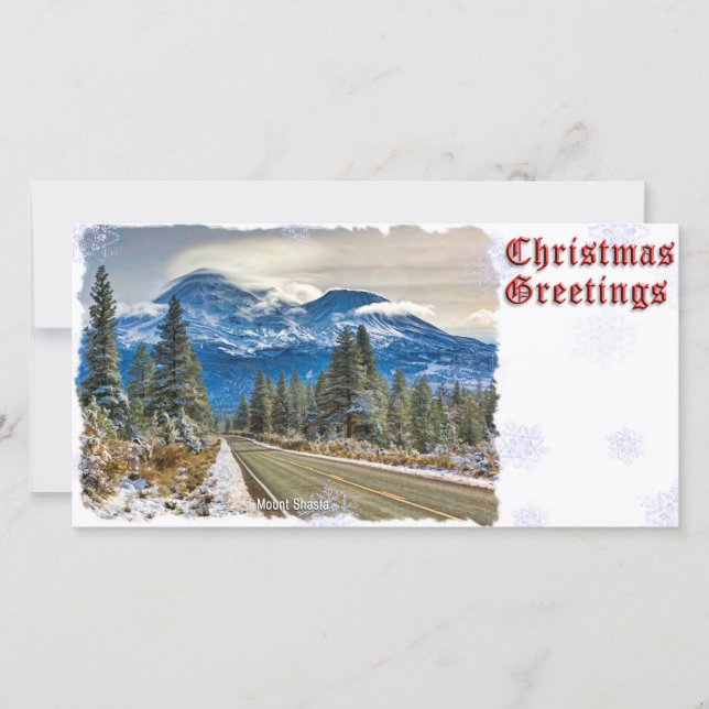 CHRISTMAS GREETINGS - MT SHASTA FEIERTAGSKARTE (Vorderseite)