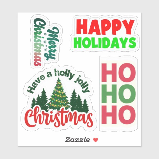 Christmas Greetings Stickers, Holiday Stickers  (Feuille)