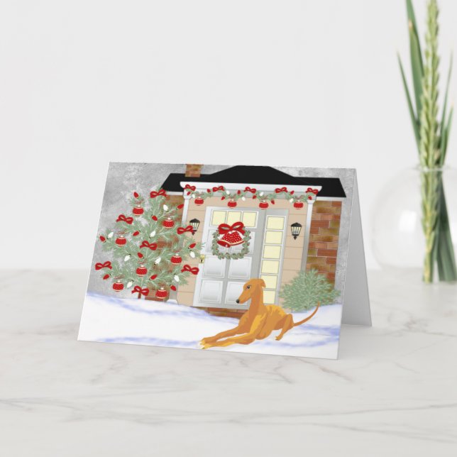 Christmas Greyhound Feiertagskarte (Vorderseite)