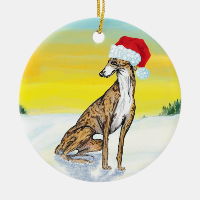 christmas greyhound keramik ornament (Vorne)