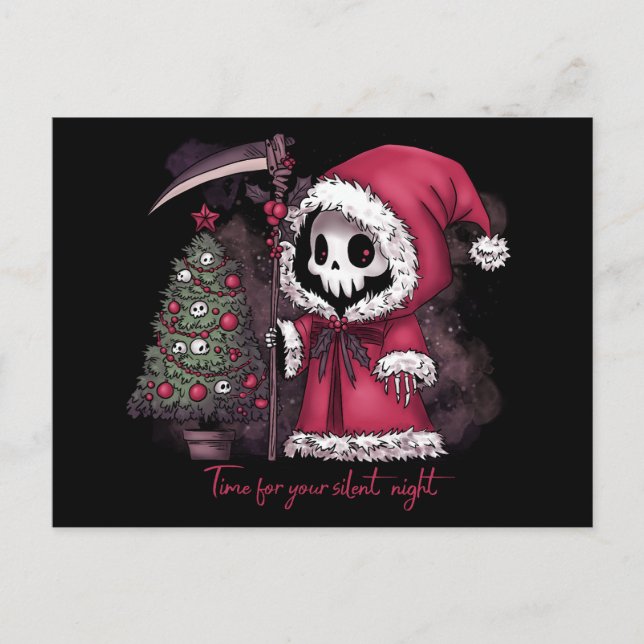 Christmas Grim Sensenmann Feiertagspostkarte (Vorderseite)