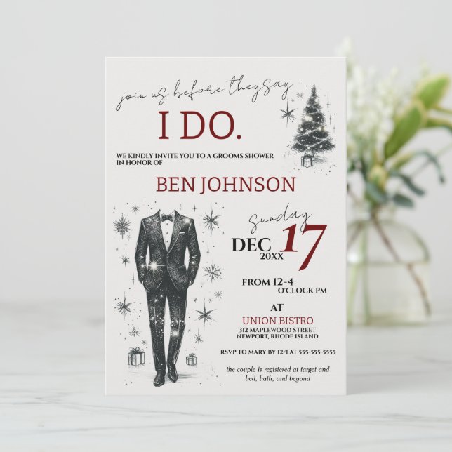Christmas Grooms Shower Invitation (Debout devant)