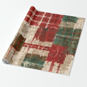 Christmas Grunge Kariert Geschenkpapier
