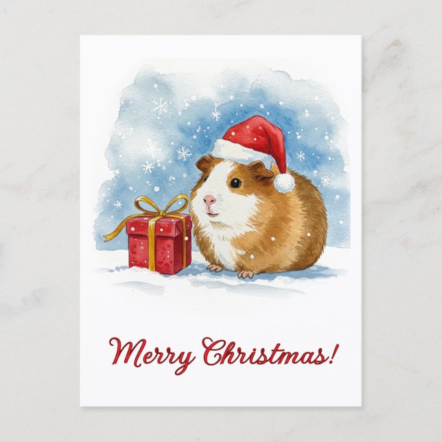 Christmas Guinea Pig Postcard Postkarte (Vorderseite)