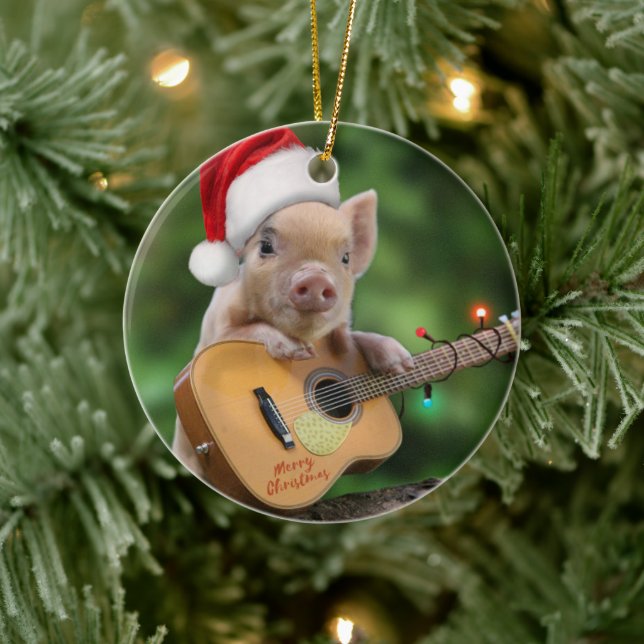 Christmas Guitar Keramik Ornament (Baum)