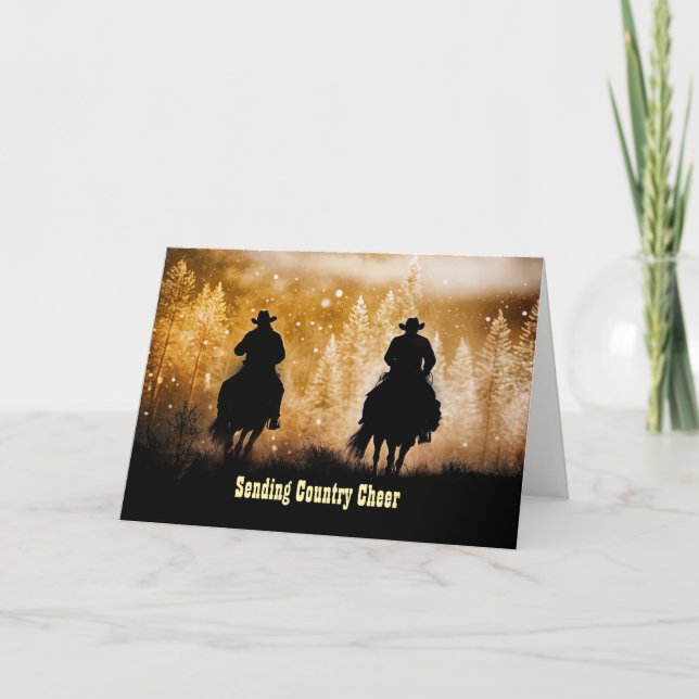 Christmas Happy Holidays Country Western Cowboys Karte (Vorderseite)