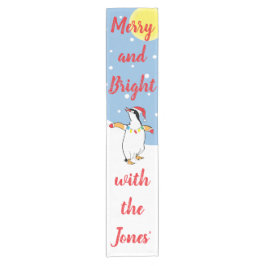 Christmas Happy Penguin Personalize 14 x 72 Kurzer Tischläufer