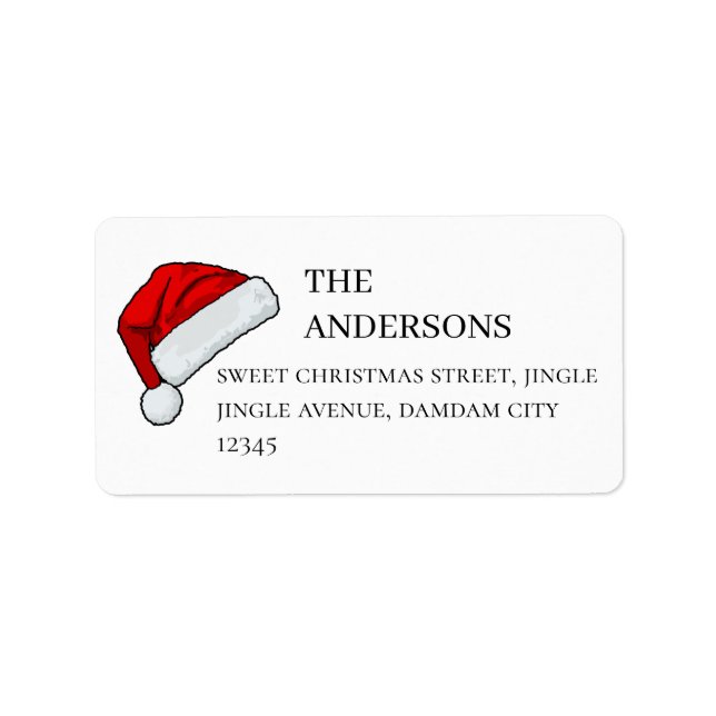 Christmas Hat Elegant Simple Return Address Adressaufkleber (Vorne)