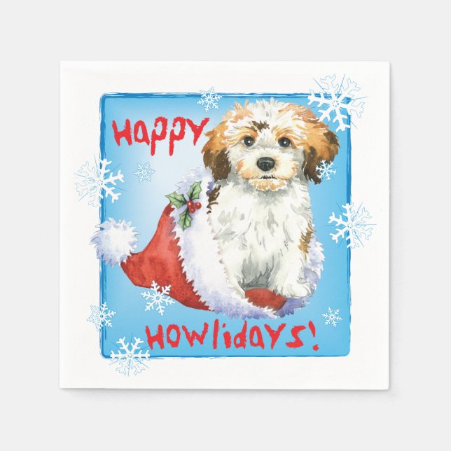 Christmas Havanese Serviette (Vorderseite)