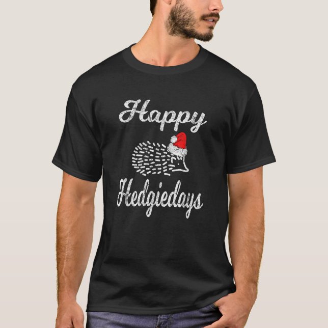 Christmas Hedgehog Santa Hat Hedgie Holiday Retro  T-Shirt (Vorderseite)