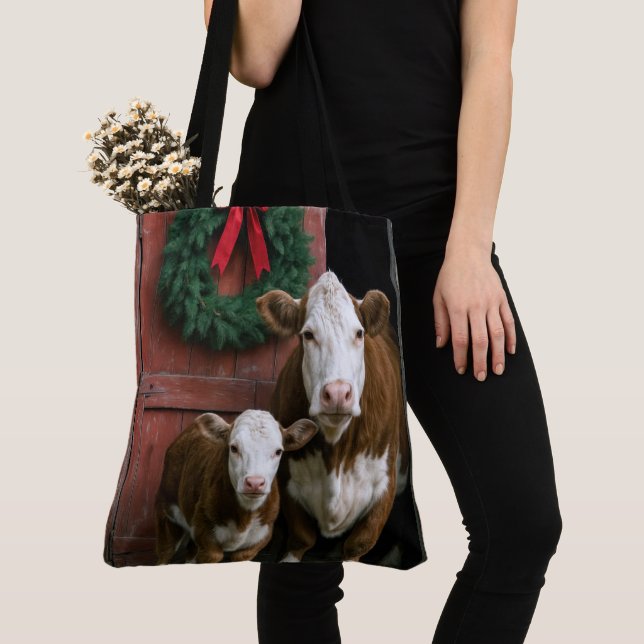 Christmas Hereford Cow and Calf Tasche (Von Nahem)