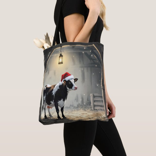 Christmas Hereford Cow In Barn Doorway Tasche (Von Nahem)