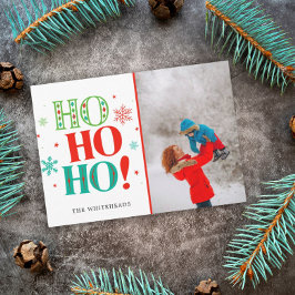 Christmas Ho Ho Ho Aquamarin Green Red Foto Feiertagskarte