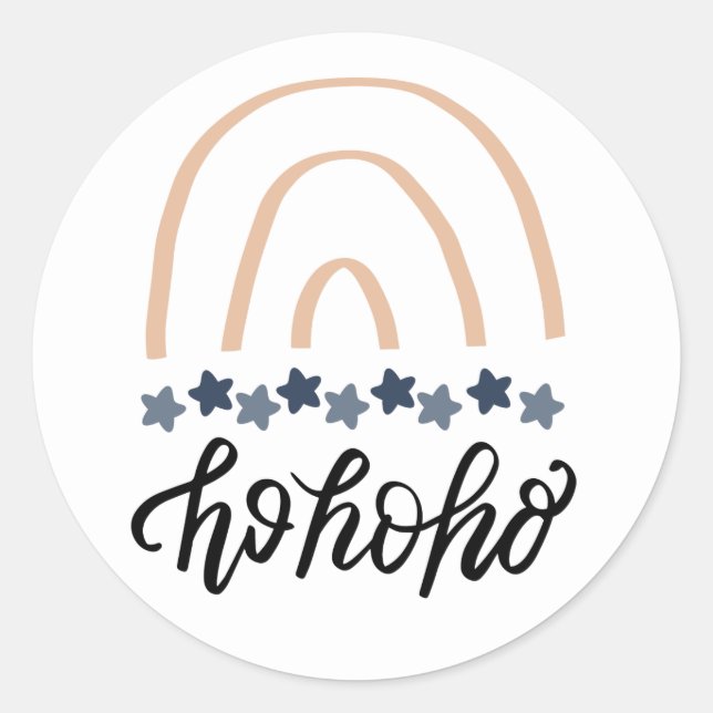 Christmas Ho Ho Ho Boho Rainbow Runder Aufkleber (Vorderseite)