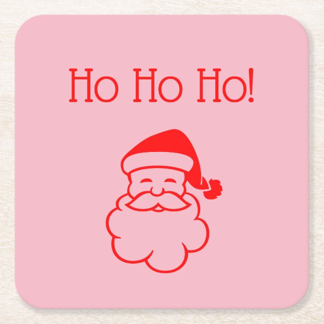 Christmas Ho Ho Ho Santa Pink Red 4Clara Rechteckiger Pappuntersetzer (Vorderseite)