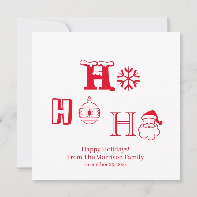 Christmas Ho Ho rouge nom personnalisé date carte  (Devant)