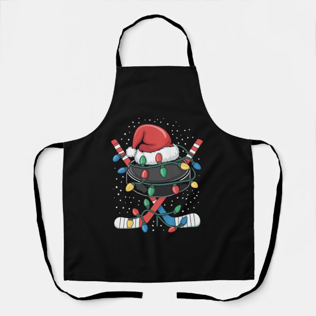 Christmas Hockey Xmas Santa Sports Hat Ball  Schürze (Vorderseite)