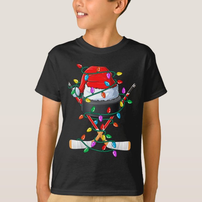 Christmas Hockey Xmas Santa Srts Hat Ball Kids B  T-Shirt (Vorderseite)
