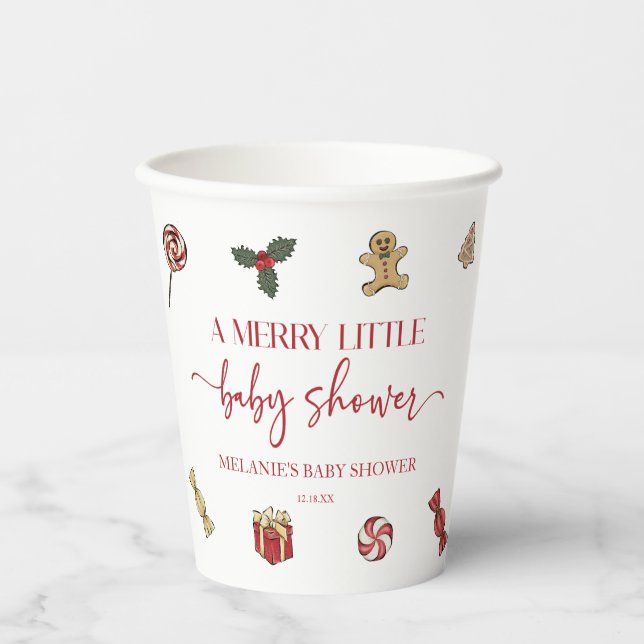 Christmas Holiday A Merry Little Baby Shower Pappbecher (Vorderseite)