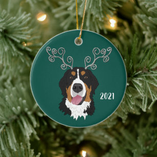 Christmas Holiday Bernese Mountain Dog  Keramik Ornament