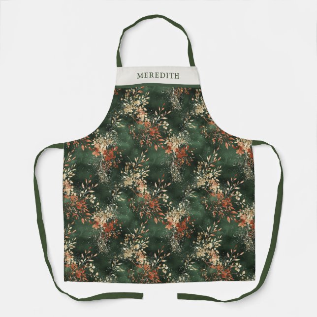 Christmas Holiday Botanical Personalized Schürze (Vorderseite)