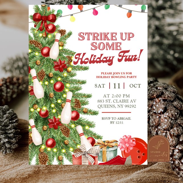 Christmas Holiday Bowling Party Einladung (Von Creator hochgeladen)