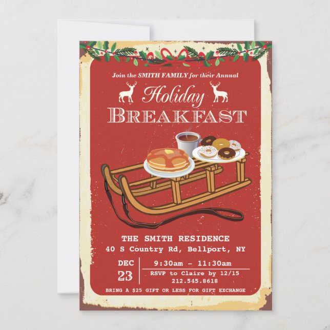 Christmas Holiday Breakfast Invitation (Devant)