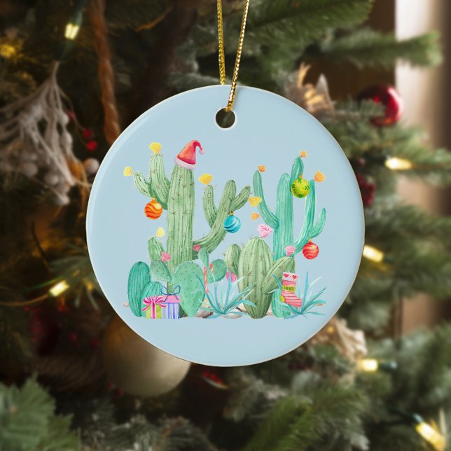 Christmas Holiday Cactus Southwest Desert Keramik Ornament (Von Creator hochgeladen)