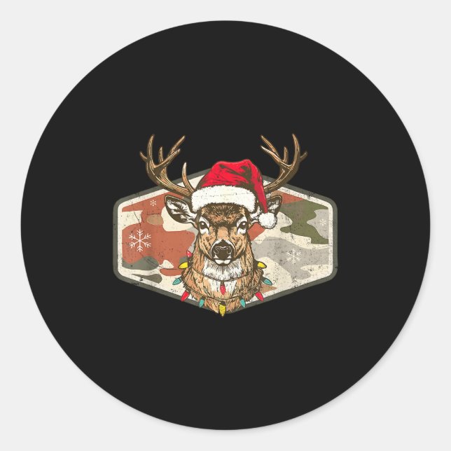 Christmas Holiday Camo Hunting Reindeer Deer Xmas  Runder Aufkleber (Vorderseite)