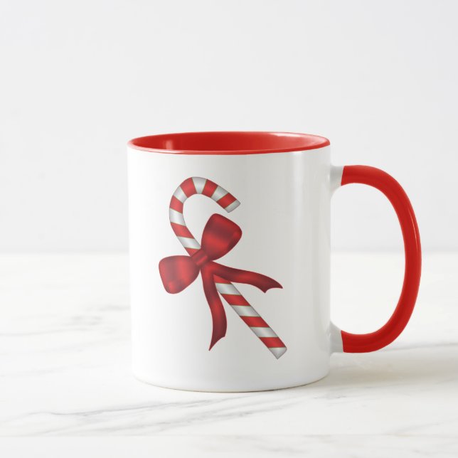 Christmas Holiday Candy Cane with Red Bow Tasse (Rechts)