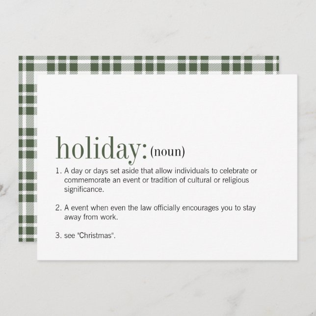 Christmas Holiday Définition Carte de vacances (Devant / Derrière)