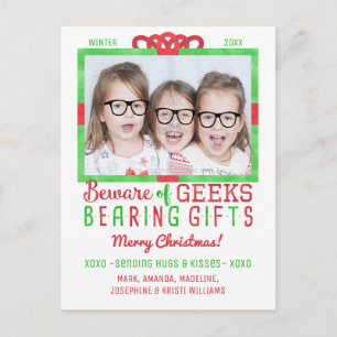 Christmas Holiday Family Photo   Funny Geeks Feiertagspostkarte
